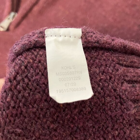 Sonoma Men's Burgundy Quarter Zip Sweater Size M - Picture 4 of 5